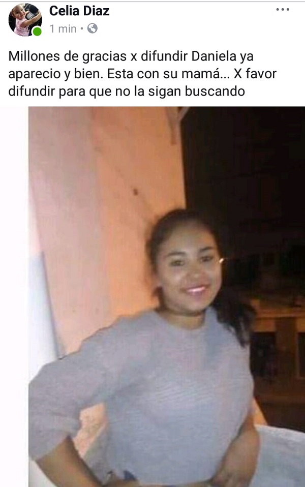 Aparecio la Niña Daniela Imán