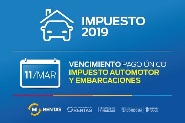 El 11 de marzo vence el Pago Único Impuestos Automotor y Embarcaciones