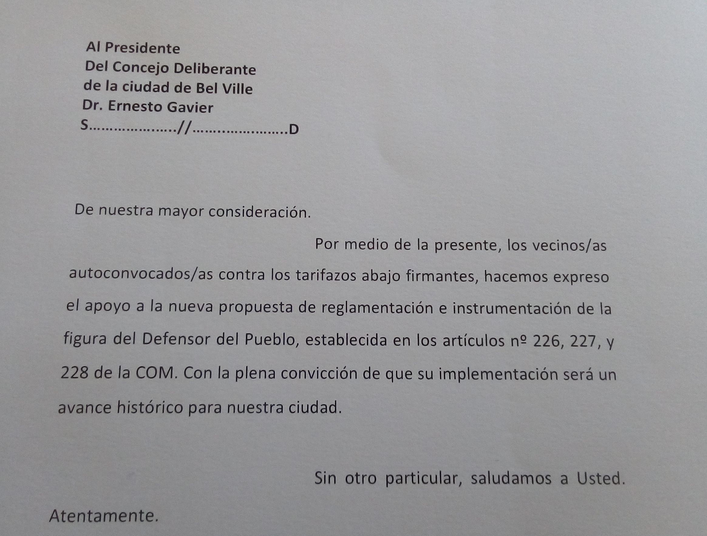 Proponen la creación de la Defensoría del Pueblo en Bell Ville