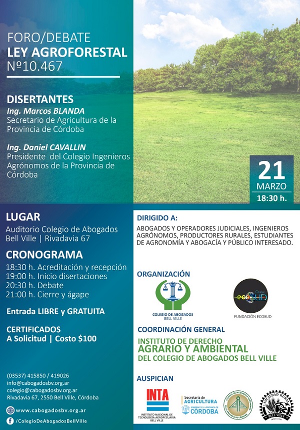 Foro Debate Ley Agroforestal N° 10.647 en Bell Ville