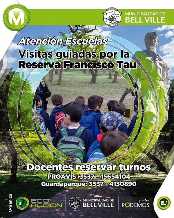 Los establecimientos educativos de la ciudad y zona pueden realizar visitas guiadas en el Parque Francisco Tau