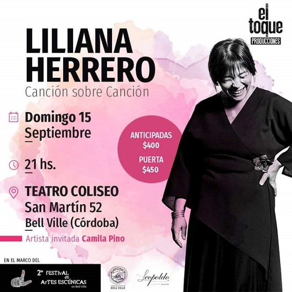 Liliana Herrero presenta en Bell Ville, Canción sobre canción.