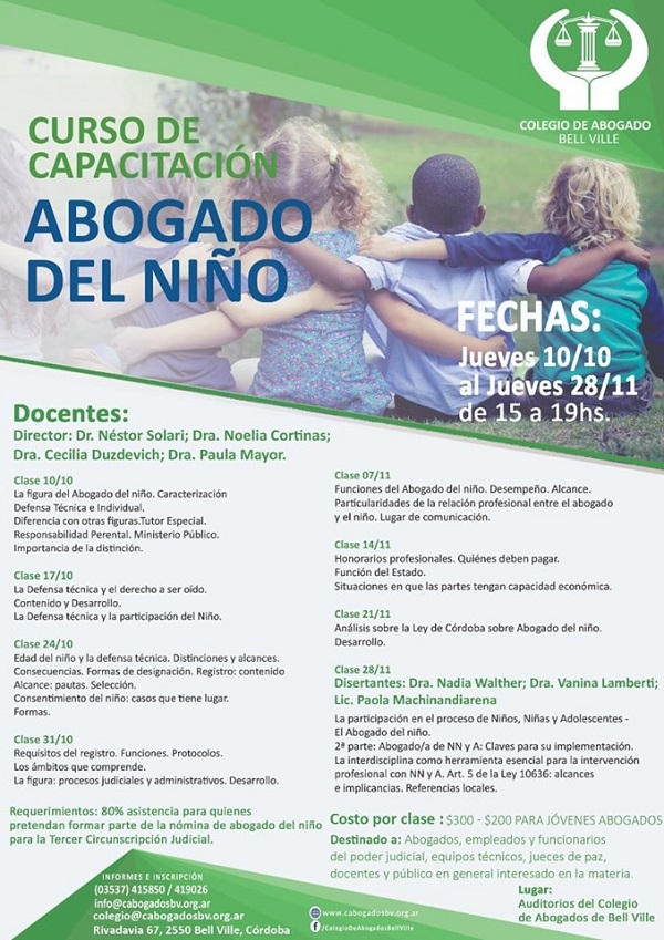 Capacitación, Abogado del Niño en Bell Ville.