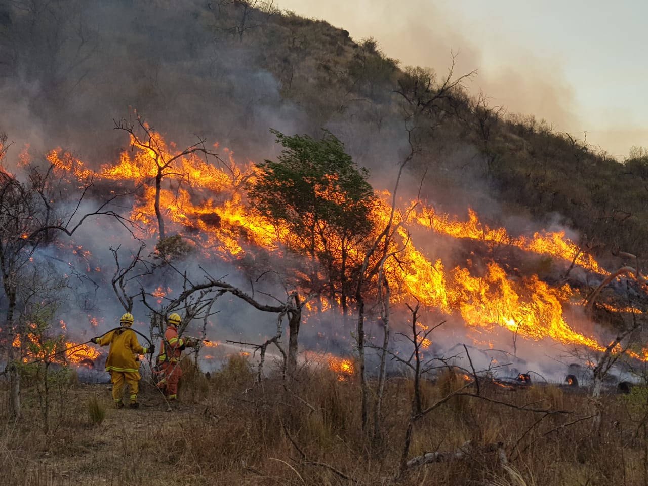 Los incendios continúan en actividad en las sierras de Córdoba.