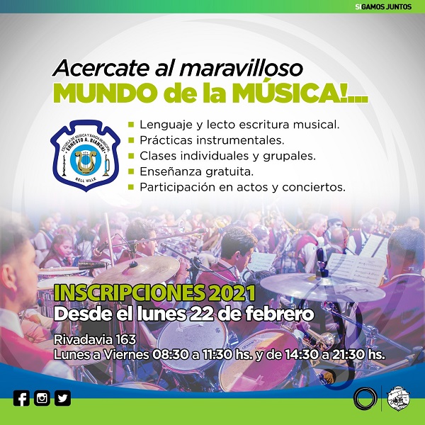 Inscripciones abiertas para la escuela de música «Ernesto A. Bianchi»