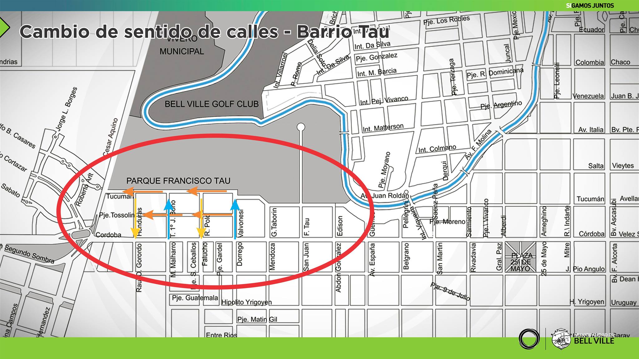Bell Ville: Cambio de circulación en varias calles del barrio Francisco Tau.