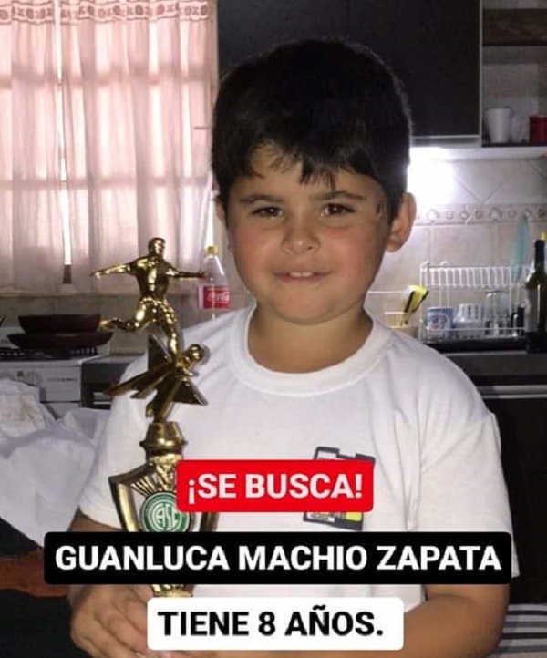 Solicitud de paradero para dar con Gianluca Tiziano Maschio Zapata de 8 años.