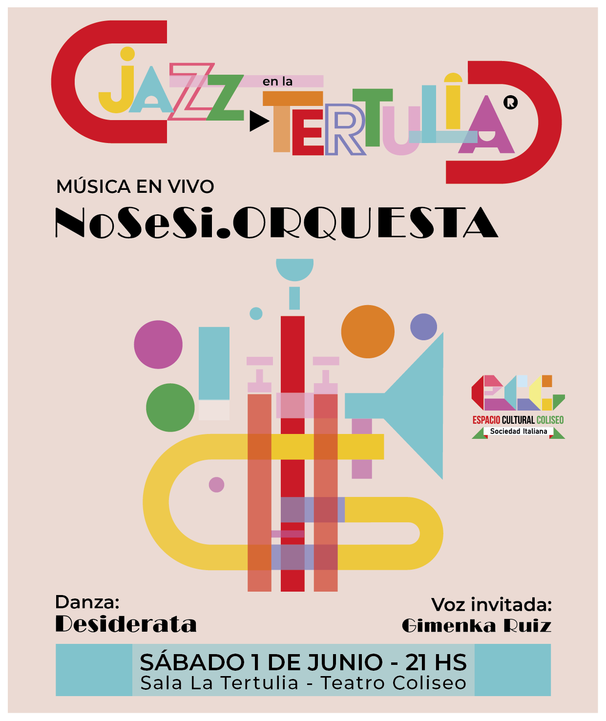 Una destacada banda de Jazz se presenta en  La Tertulia del Teatro Coliseo
