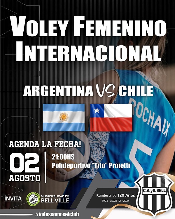 Hoy Desde las 21:00 Vóley  femenino internacional en el Club Bell.