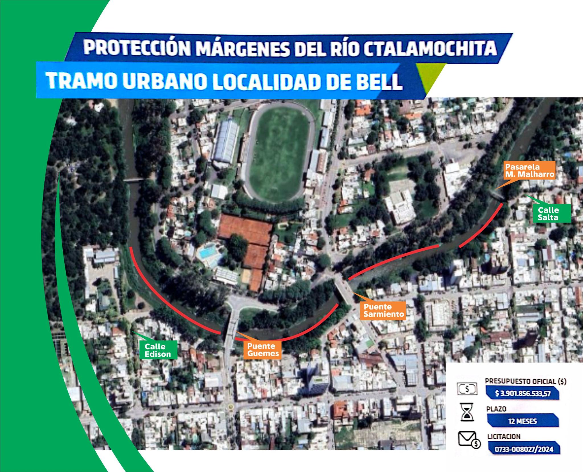 Licitación del Gobierno Provincial para un nuevo tramo del engavionado de barrancas del río.