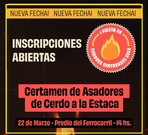 Certamen de Asadores de Cerdo a la Estaca.        1° Festival de Sabores Cintrenses. 22 de Marzo de 2025.
