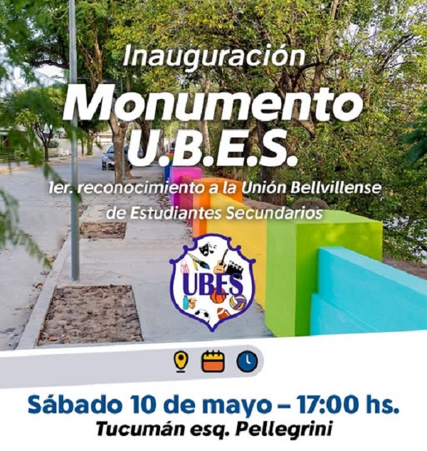 Bell Ville inaugura un monumento en homenaje a U.B.E.S.: un reconocimiento al legado estudiantil.